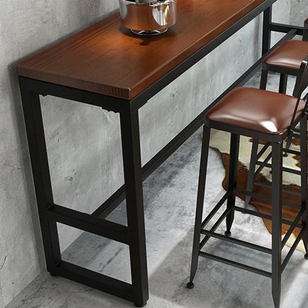 Mesa de comedor rectangular de madera maciza marrón para cocina y sala de estar