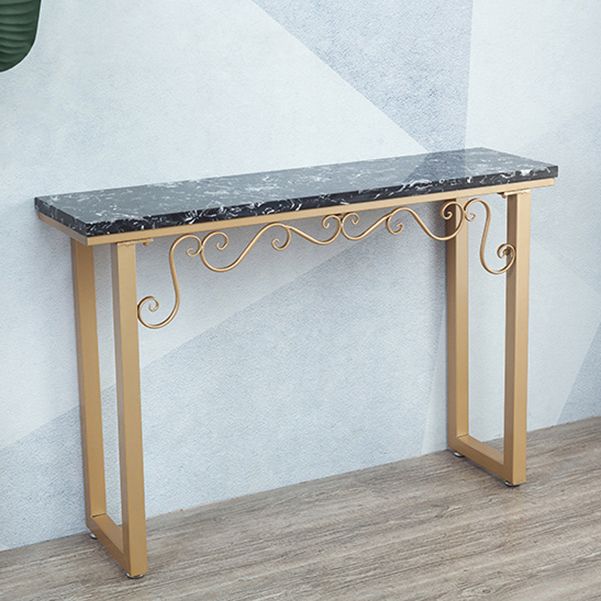 Glam Marble Console Table 12" W Rectangle Sled Accent Table for Hall Clearhalo 'Console Tables' 'console_tables' 'Entry & Mudroom Furniture' 'furn' 'furn_console_tables' 'Furniture' 1200x1200_c4426928-2581-45b1-8b2e-7515f2232342