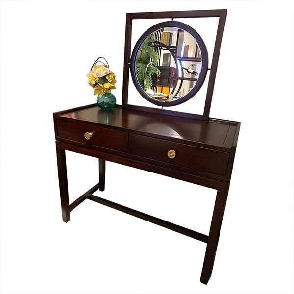 Bruin massief hout staan ​​2 lade ijdelheid kleedtafel set