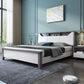 Modern White Rubberwood Standard Bed with Rectangular Headboard