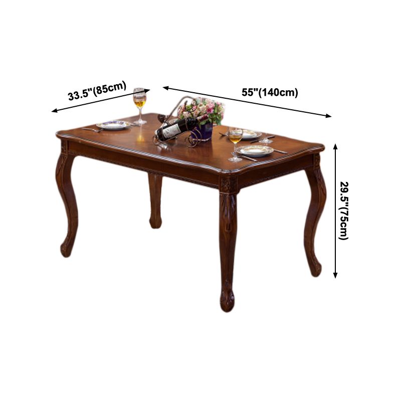 Rectangle Mid-Century Dining Table Brown Tone Fixed Table with Oakwood Solid Wood Clearhalo ' dining_table' 'Dining Tables & Seating' 'Dining Tables' 'furn' 'furn_dining_table' 'Furniture' 'furniture_dining_table' 'Kitchen & Dining Furniture' 'kitchen&dining_furn' 'kitchen' 'kitchen_dining_table' 1200x1200_c4440ec4-8ac8-4329-90ba-7e6f8033464a