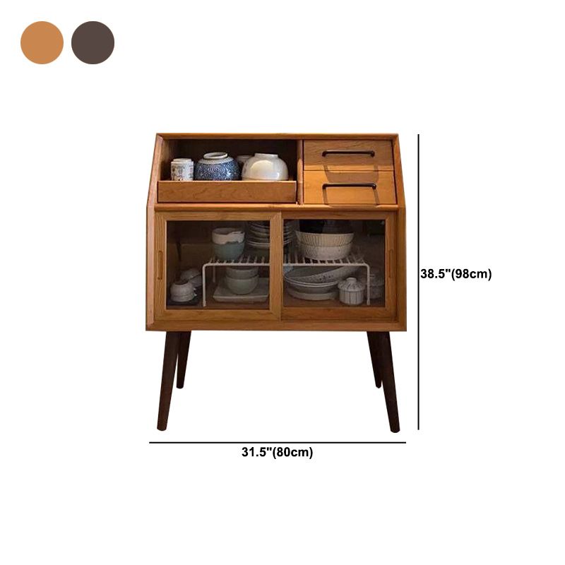 Mid-Century Modern Accent Cabinet with Glass Door and Shelf and 2 Drawers Clearhalo 'Cabinets & Chests' 'cabinets_chests' 'furn' 'furn_cabinets_chests' 'Furniture' 'Living Room Furniture' 1200x1200_c4470ba5-4dca-43ba-ab8b-1903ab0752a3