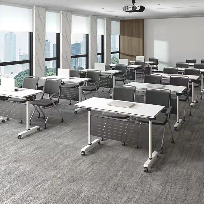 Escritorio plegable blanco escritorio fabricado con escritorio rectangular de madera fabricada con ruedas con ruedas