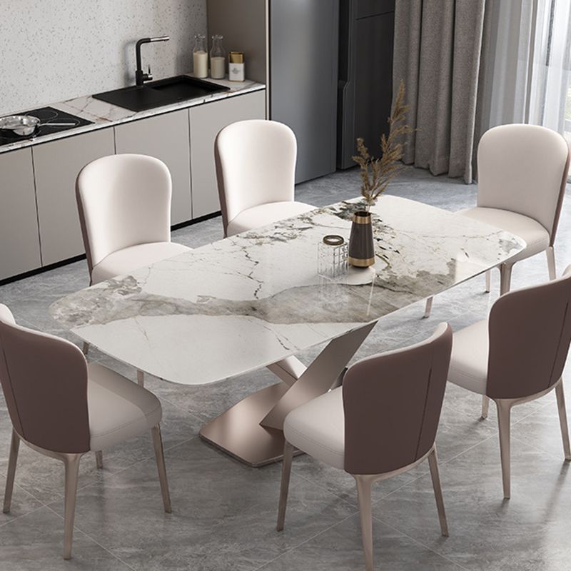 Glam Style Dining Rectangle Table Dining Sintered Stone Table for Home Use Clearhalo 'Dining Tables & Seating' 'Dining Tables' 'dining_table' 'furn' 'furn_dining_table' 'Furniture' 'Kitchen & Dining Furniture' 1200x1200_c4487dcf-c7a8-4c27-88a0-c945d73c2322