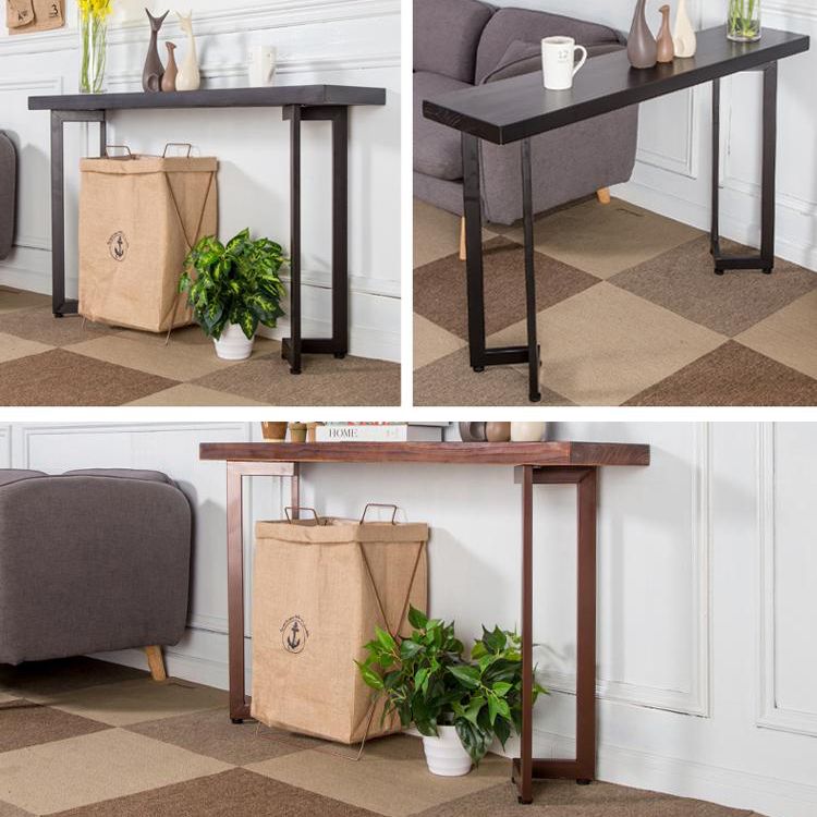 Mesa de consola moderna de mediados de siglo con tapa de rectángulo de madera para Hall