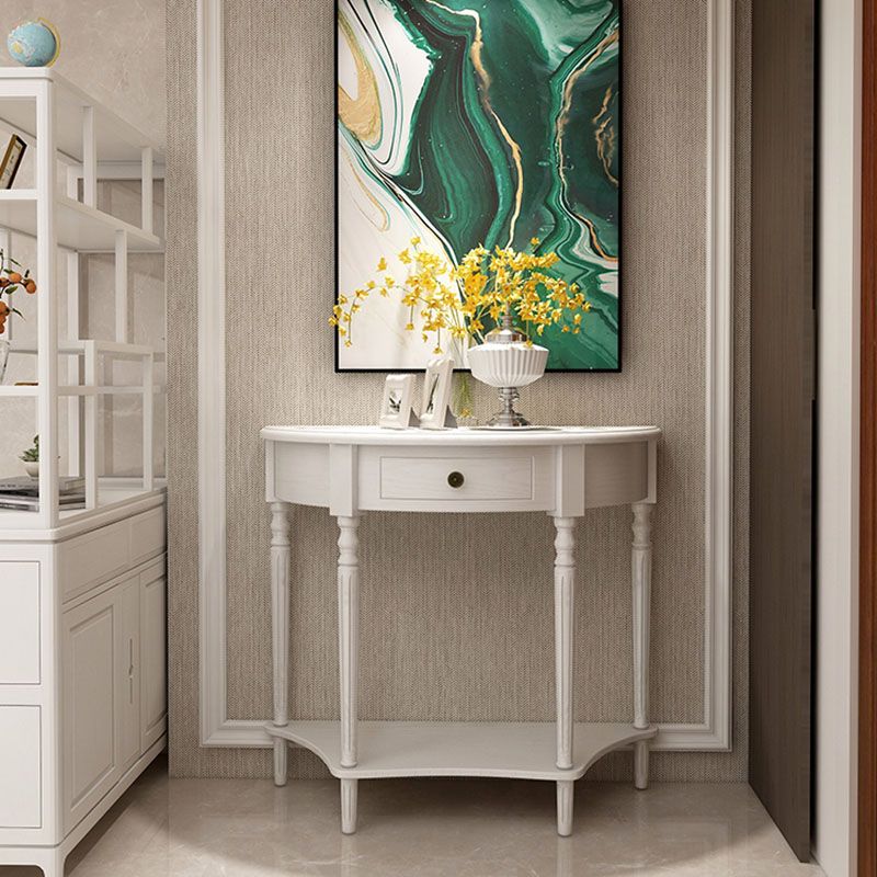 Mid Century Modern Accent Table Half Moon Wooden Console Table