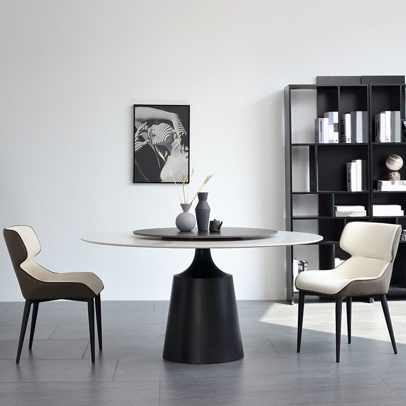 Modern Round Dinette Set 1/3/4/5/7 Pieces Sintered Stone Dining Table Set with Turntable Clearhalo 'Dining Room Sets' 'Dining Tables & Seating' 'dining_room_set' 'furn' 'furn_dining_room_set' 'Furniture' 'furniture_dining_room_set' 'Kitchen & Dining Furniture' 1200x1200_c44ab501-c9df-46e9-b25a-6e5f2f06f24d