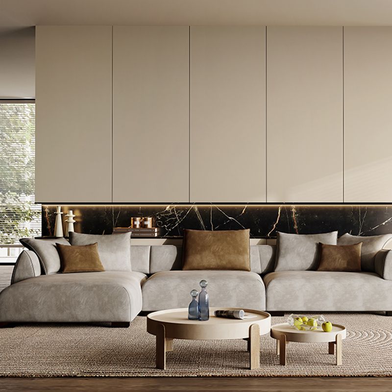 Mid-secolo moderno tessuto a forma L sezionale sezionale con cuscini