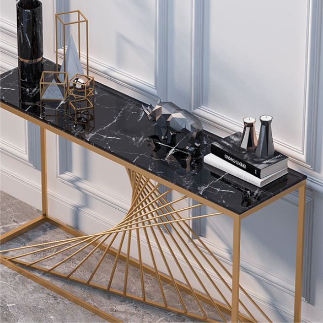 Tavolo da divano console in marmo glam rettangolo console di ferro tavolo per la sala