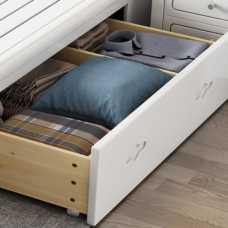 White Contemporary Panel Bed Solid Wood Bed Frame, 44.5" Tall Clearhalo 'Bedroom Furniture' 'Beds' 'furn' 'furn_beds' 'Furniture' 1200x1200_c44c0dae-0566-416a-96b6-c73e397ee4eb