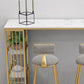 Table de bar de style Glam, table de bistro à double caisson en faux marbre avec rangement