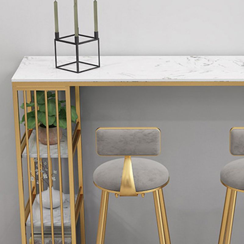Table de bar de style Glam, table de bistro à double caisson en faux marbre avec rangement