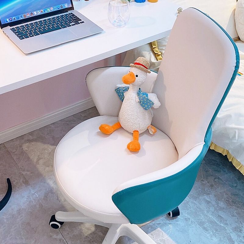 Chaise de bureau sans bras moderne en cuir à hauteur de siège réglable