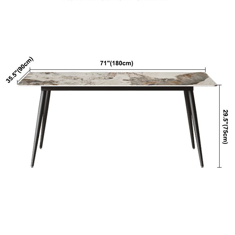 Simplicity Rectangle Dining Room Table Grey Sintered Stone Table with 4 Black Legs Clearhalo ' dining_table' 'Dining Tables & Seating' 'Dining Tables' 'furn' 'furn_dining_table' 'Furniture' 'furniture_dining_table' 'Kitchen & Dining Furniture' 'kitchen&dining_furn' 'kitchen' 'kitchen_dining_table' 1200x1200_c452ea4e-e8f9-4ed2-a896-1b87eca606ae