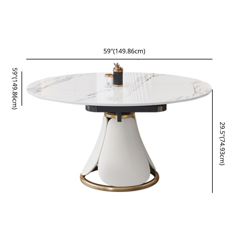 Nordic Round Sintered Stone Dining Table of 5/7 with Metal Base Foldable Dining Set for Restaurant Clearhalo 'Dining Room Sets' 'Dining Tables & Seating' 'dining_room_set' 'furn' 'furn_dining_room_set' 'Furniture' 'furniture_dining_room_set' 'Kitchen & Dining Furniture' 'kitchen&dining_furn' 'kitchen' 1200x1200_c4531ad1-2753-4fc1-9204-cc5222cfc5d4