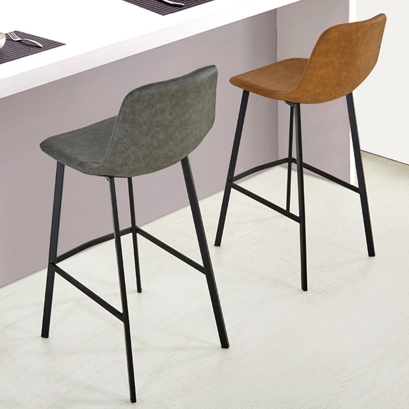 Indoor Leather Counter Chair Bucket Footrest Industrial Counter & Bar Stool