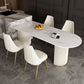 Modern White Stone Dining Table with Metal Legs for Dining Room