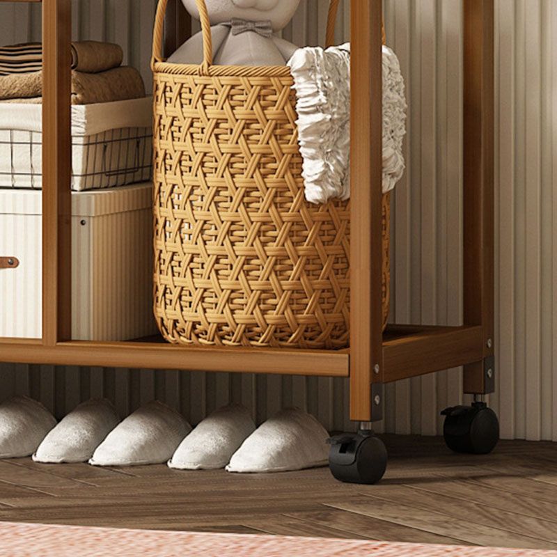 Colgador de madera estilo moderno estilo de pelaje para el suelo minimalista con polea