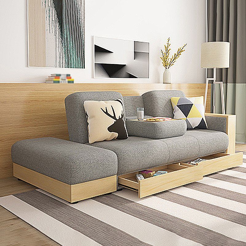 80.7"L √ó 40.16"W √ó 27.95"H One Arm Sectional Slipcovered Sofa with Storage Clearhalo 'furn' 'furn_sectionals' 'Furniture' 'furniture_sectionals' 'Living Room Furniture' 'Sectionals' 1200x1200_c45671ef-7585-451a-9451-37c6484d699b