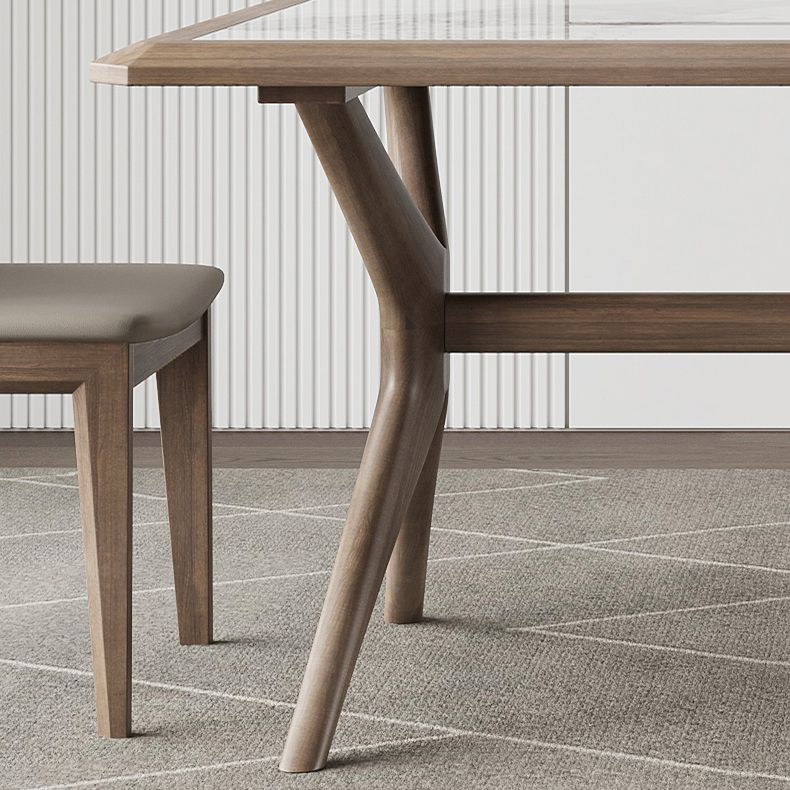 Modern Rectangular Stone Top Dining Table with Solid Wood Legs for Living Room Clearhalo 'Dining Tables & Seating' 'Dining Tables' 'dining_table' 'furn' 'furn_dining_table' 'Furniture' 'Kitchen & Dining Furniture' 1200x1200_c4573587-8ea2-4eb5-a835-cefd3403f628