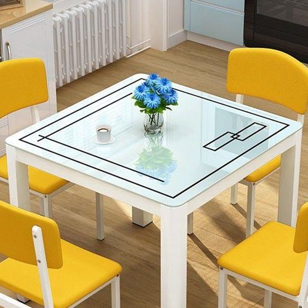 Industrial Style Square Dinner Table Glass Dining Site Table with 4 Legs Clearhalo ' dining_table' 'Dining Tables & Seating' 'Dining Tables' 'furn' 'furn_dining_table' 'Furniture' 'furniture_dining_table' 'Kitchen & Dining Furniture' 'kitchen&dining_furn' 'kitchen' 'kitchen_dining_table' 1200x1200_c45d24f4-77be-40fb-8282-937153e28387