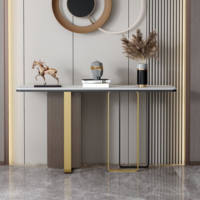 White/Black Table Glam Rectangle Console Table for Hall 31.5" High Clearhalo 'Console Tables' 'console_tables' 'Entry & Mudroom Furniture' 'furn' 'furn_console_tables' 'Furniture' 1200x1200_c45d6bfa-3c21-441f-b45e-1c63e28c9c17