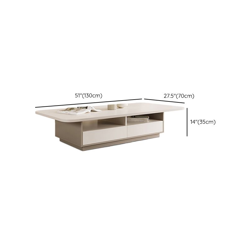 Rectangle Single Coffee Table Wood Cocktail Table with Storage Drawers