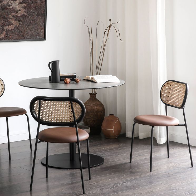 Faux Leather Side Chair Modern Style Cane Back Dining Chair for Indoor Clearhalo 'Dining Chairs' 'Dining Tables & Seating' 'dining_chair' 'furn' 'furn_dining_chair' 'Furniture' 'furniture_dining_chair' 'Kitchen & Dining Furniture' 1200x1200_c45e89f5-55d6-4f2c-9a60-4f35fda7ceae