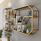 Metal Wall Mounted Open Bookcase Glam Home Geometric Bookshelf with Shelves
