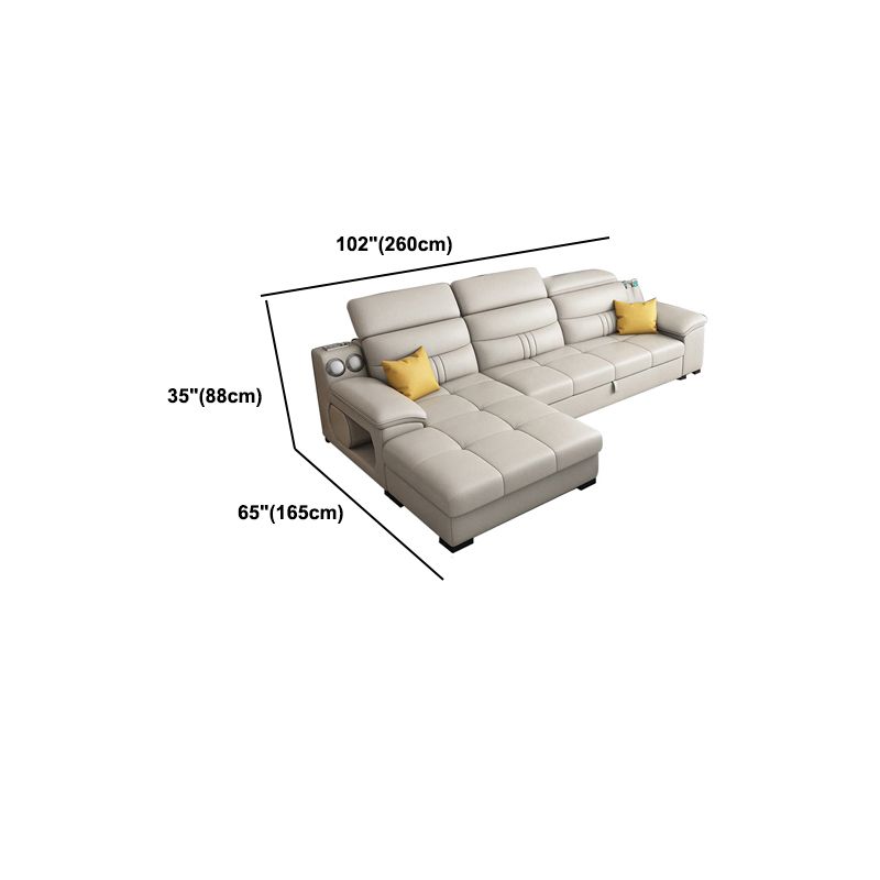 Modern Faux Leather Sofa & Chaise 34.6" H Biscuit Back Sofa with Storage Clearhalo 'furn' 'furn_sectionals' 'Furniture' 'Living Room Furniture' 'Sectionals' 1200x1200_c461a05a-fdc3-4f4f-9367-9dfedcbd2d1e
