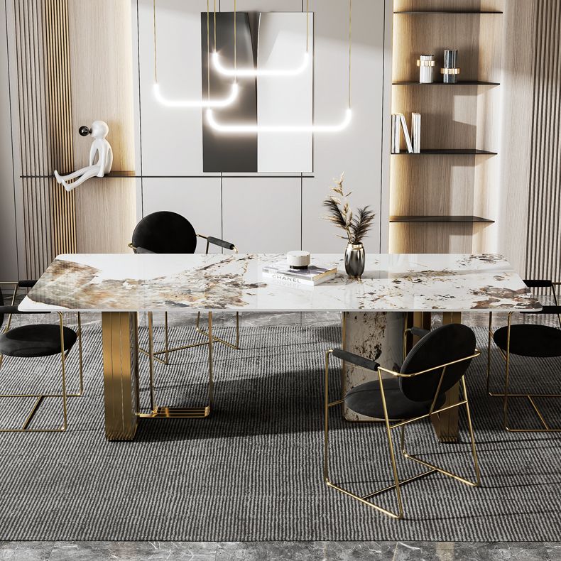 Glam Style Dining Rectangle Table Dining Sintered Stone Table for Home