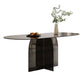 Modern Transparent Gray Glass Desktop Ellipse Dining Table for Dining Room Clearhalo 'Dining Tables & Seating' 'Dining Tables' 'dining_table' 'furn' 'furn_dining_table' 'Furniture' 'Kitchen & Dining Furniture' 1200x1200_c461dba5-1557-49e7-bbfd-e54fde751b0a