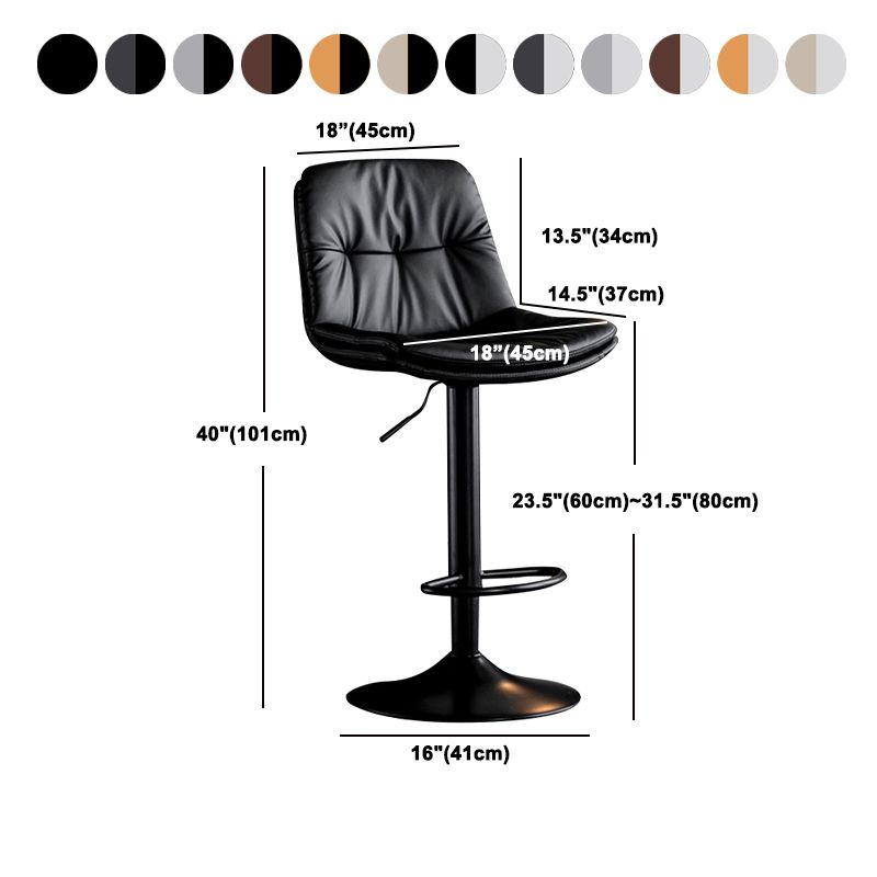 Modern Metal Barstool Faux Leather Footrest Stool Adjustable Height in Matte Finish Clearhalo 'Bar Furniture' 'Bar Stools' 'bar_stools' 'furn' 'furn_bar_stools' 'Furniture' 'Kitchen & Dining Furniture' 1200x1200_c462bca1-0862-47d6-b8b4-8cd3eccfbbd1