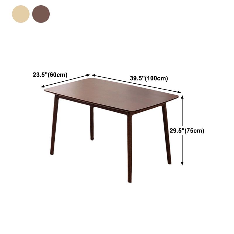 Brown Solid Wood Dining Table Modern Rectangular Furniture with 4 Legs for Office