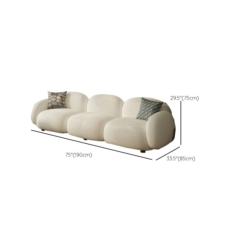 Contemporary 29.52" H White Wool Square Arm Sofa for Living Room