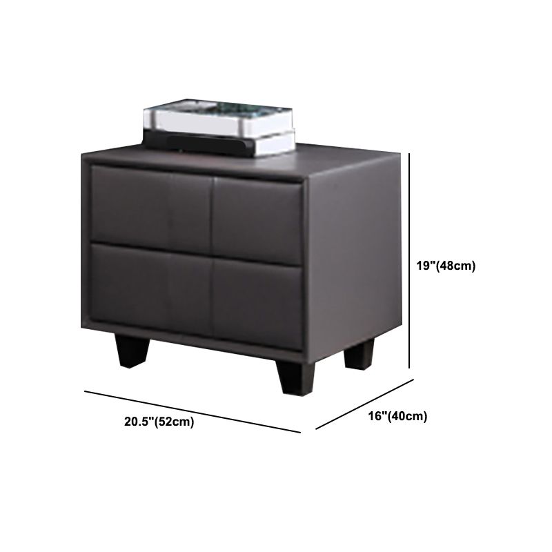 Cama de cuero de falsa mesita de noche de acento de 2 cavadores Noche para dormitorio
