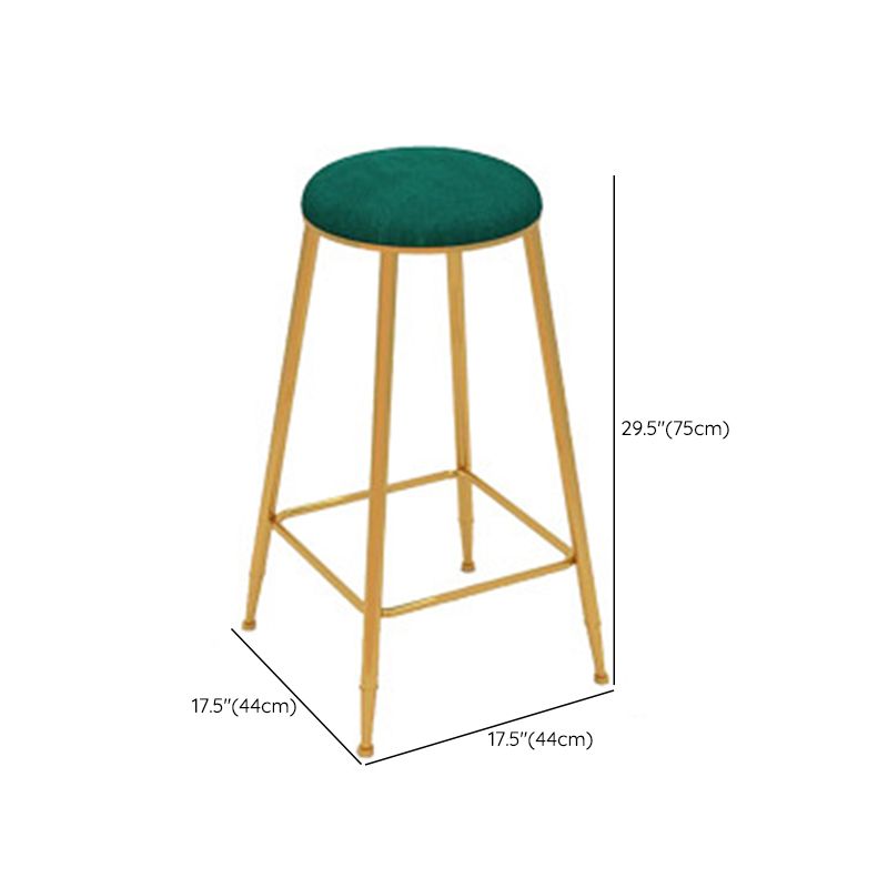 Glam Style Counter Stool Upholstered Bar Stool with Metal Base