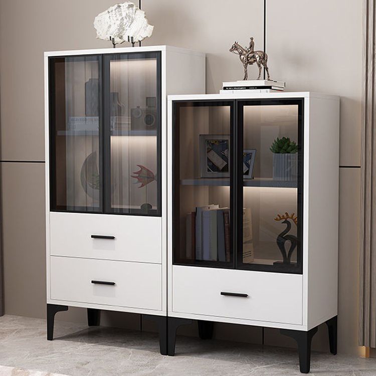 Glam Glass Door Server Wood Dinner Server Cabinet without LED Lights Clearhalo 'buffet_sideboard' 'Buffets & Sideboards' 'furn' 'furn_buffet_sideboard' 'Furniture' 'Kitchen & Dining Furniture' 1200x1200_c4682424-bbfc-4f60-94a6-f199b1dbe2b6