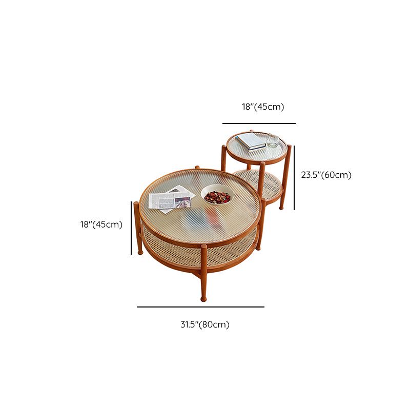 Tropical Round Cocktail Table Storage Solid Wood Coffee Table Clearhalo 'Coffee & Accent Tables' 'Coffee Tables' 'coffee_tables' 'furn' 'furn_coffee_tables' 'Furniture' 'Living Room Furniture' 1200x1200_c46a7196-989b-43e4-bc1d-35d337e09988