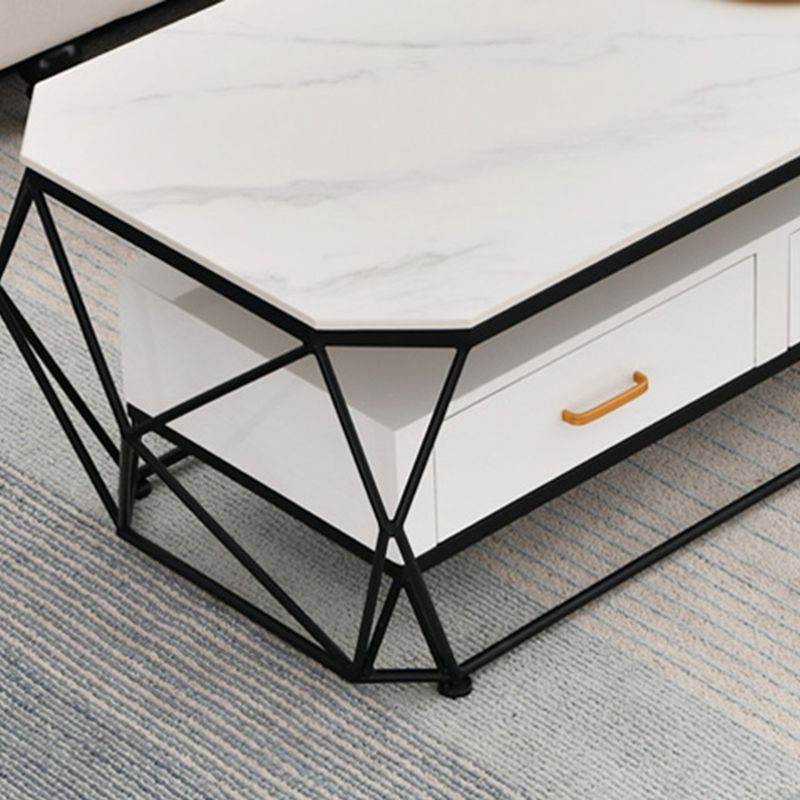 Tavolino geometrico in ardesia 2 cassetti Tavolo da cocktail - 17,7 "H