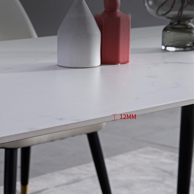 Contemporary Dining Set 1/2/5/7 Pcs White Stone Top Table with Faux Leather Chairs Clearhalo 'Dining Room Sets' 'Dining Tables & Seating' 'dining_room_set' 'furn' 'furn_dining_room_set' 'Furniture' 'Kitchen & Dining Furniture' 1200x1200_c46bf2a1-6a98-4766-bd36-a1d2bfb08fd4