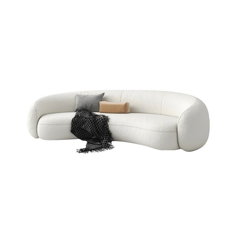 Contemporary Curved Wool Sofa Sloped Armed Sofa in White of 27.56" H Clearhalo 'furn' 'furn_sofas' 'Furniture' 'Living Room Furniture' 'Sofa' 'sofas' 1200x1200_c46c1b03-2cf4-40d6-b7a0-9939b05d0d44