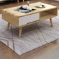 Mesa de centro individual rectangular de madera maciza contemporánea con estante de almacenamiento