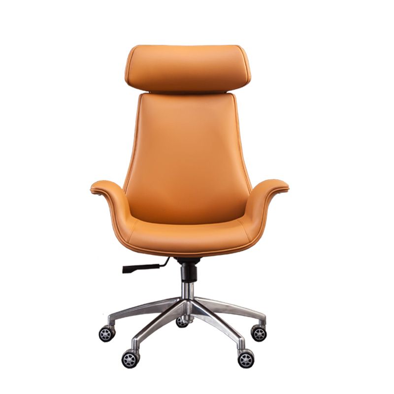 メタルベースレザーオフィスチェアミッド /ハイバックデスクチェア付きホイール付き