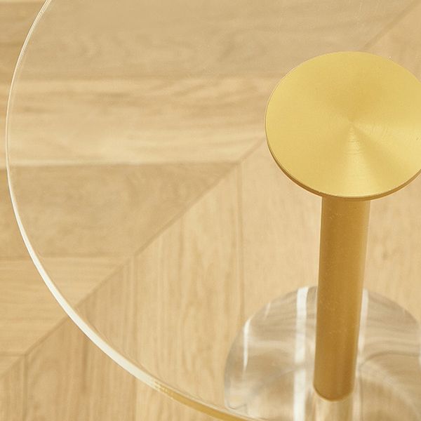Glam Sofa Side Accent Table Plastic Clear Round Living Room Corner Table