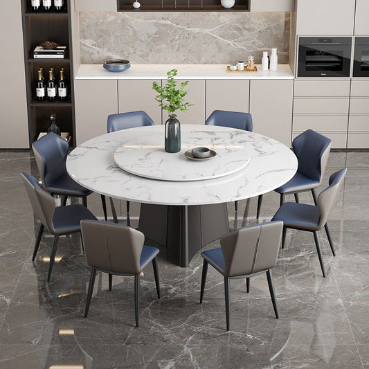 Round Pedestal Home Furniture Simple Style Marble Dining Room Collection with Turntable