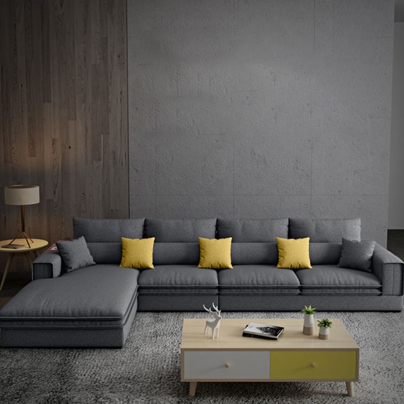Dark Gray Contemporary Sectional with Recessed Arm and Pillowed Back Cushions Clearhalo 'furn' 'furn_sectionals' 'Furniture' 'furniture_sectionals' 'kitchen' 'kitchen_sectionals' 'Living Room Furniture' 'Sectionals' 1200x1200_c4730115-4b8b-4cc8-80b4-4cabb80e6cfd