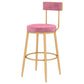 Glam Matte Finish Upholstered Bar Stools Coffee Shop Low Back Stool