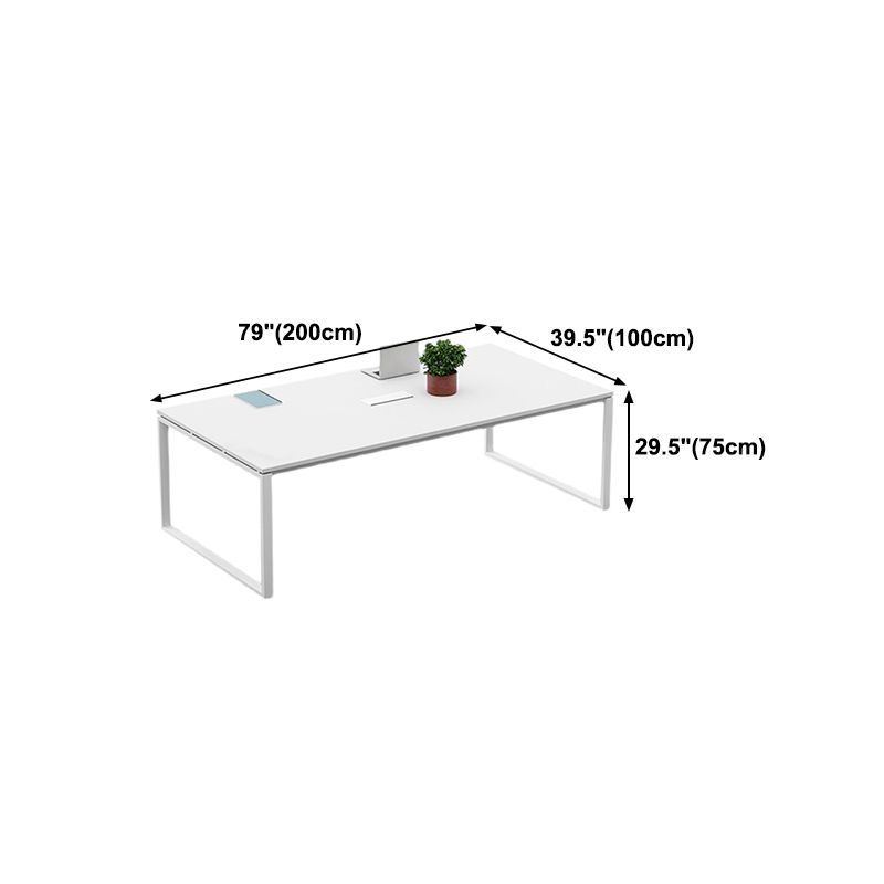 Solid Wood Contemporary Rectangular Dining Table White Indoor Table with Sled Base Clearhalo ' dining_table' 'Dining Tables & Seating' 'Dining Tables' 'furn' 'furn_dining_table' 'Furniture' 'furniture_dining_table' 'Kitchen & Dining Furniture' 'kitchen&dining_furn' 'kitchen' 'kitchen_dining_table' 1200x1200_c4753a84-2bca-4464-9433-89235b3e7474