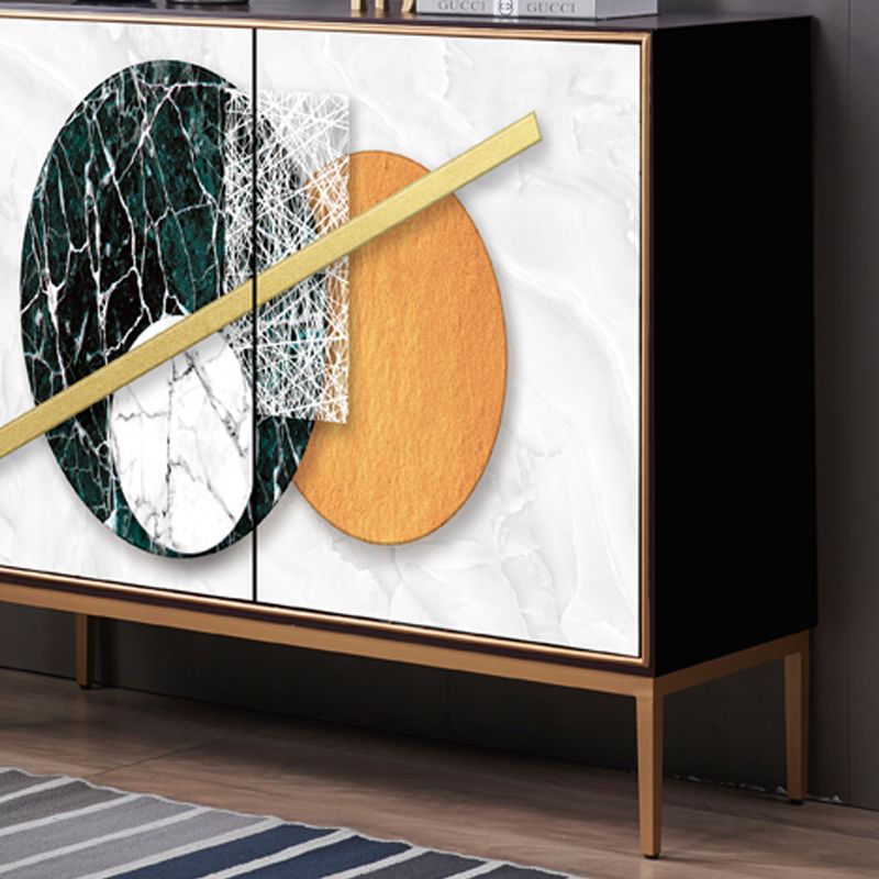 Modern eetbuffet met verstelbare planken Solid Wood Dining Server